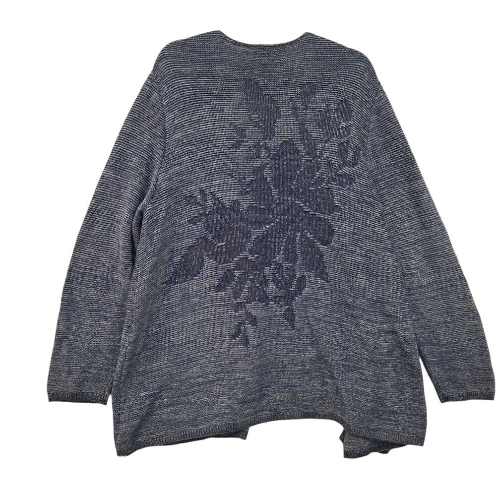 Ulla Popken Cardigan Sweater Long Sleeve Stretch Knit Blue Women’s Size XLarge